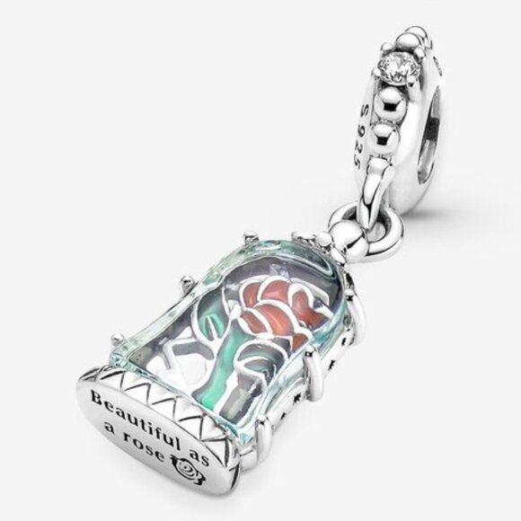 Pandora Disney Beauty and the Beast Enchanted Rose Dangle Charm - Picture 3 of 6